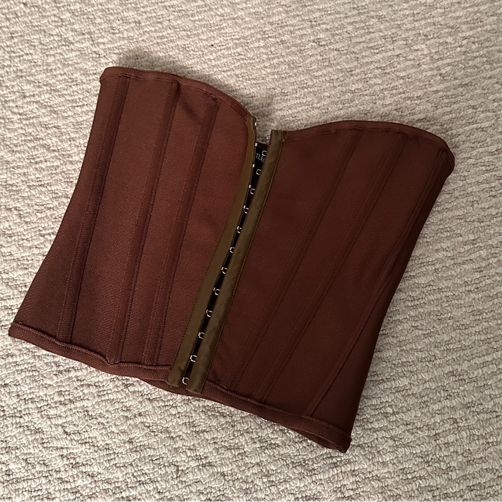 Chocolate Bandage Hook And Eye Structured Corset